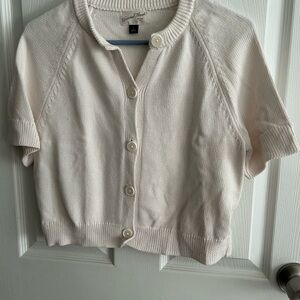 Universal Thread Cream Short-Sleeve Button Cardigan